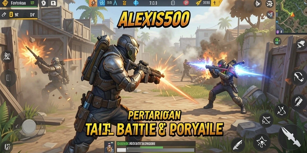 Tampilan aksi seru dalam gameplay ALEXIS500 Battle Royale.