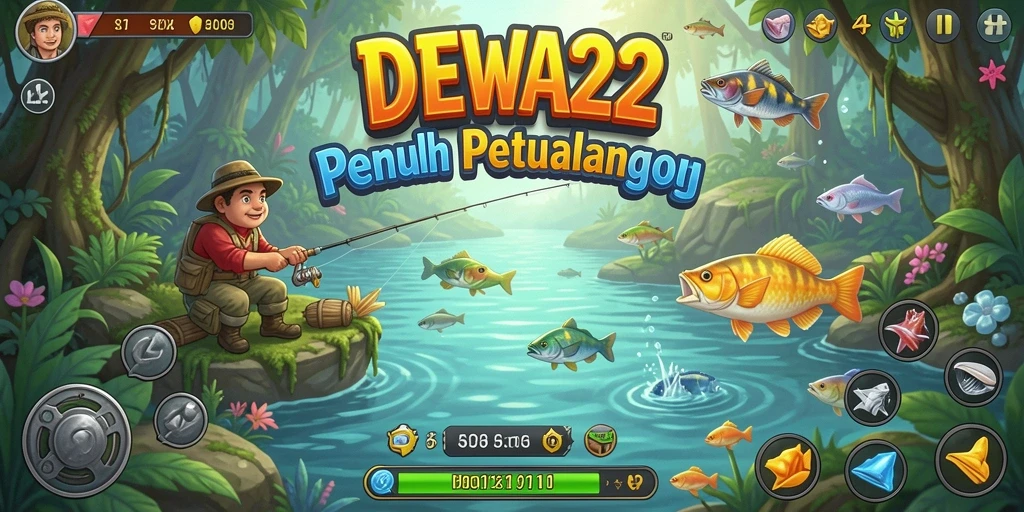 Tampilan gameplay DEWA22 dengan aksi memancing yang seru.