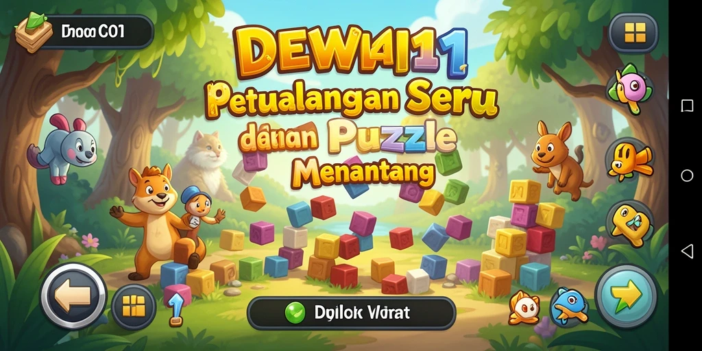 Screenshot gameplay DEWI11 menampilkan tantangan puzzle seru dan grafis menarik.