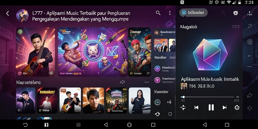 Screenshot gameplay L777 menampilkan antarmuka musik yang menarik dan fungsional.