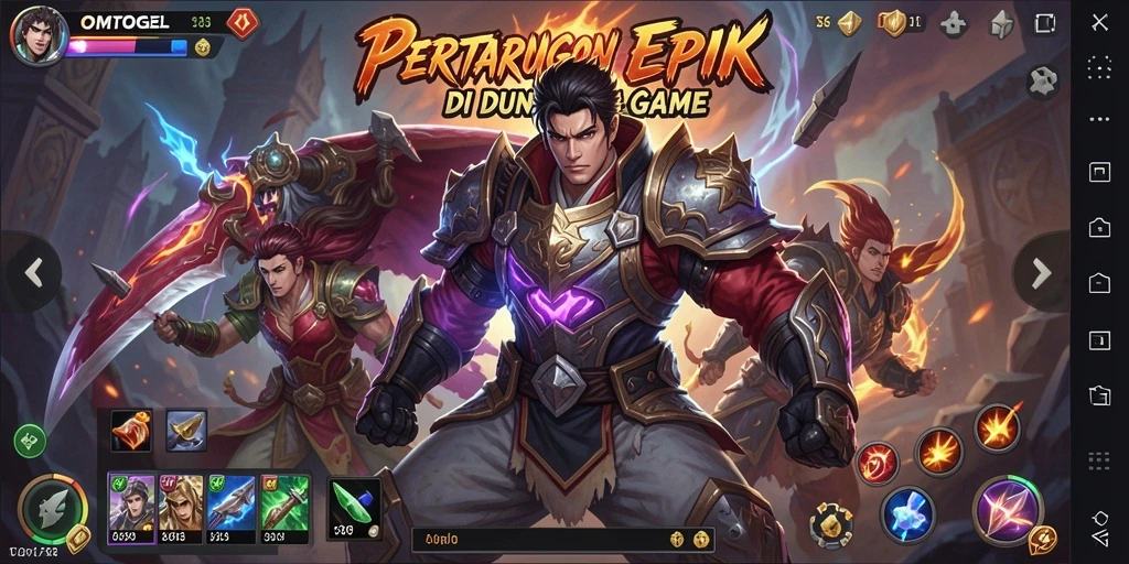Gameplay OMTOGEL menampilkan pertarungan yang mendebarkan dan karakter yang beragam.