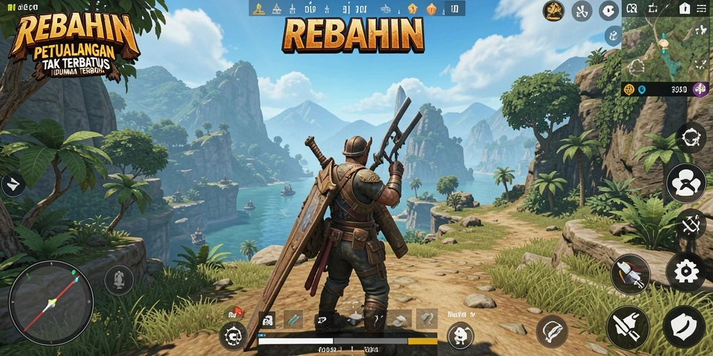 Tampilan gameplay menarik dari REBAHIN yang menampilkan eksplorasi dunia terbuka.