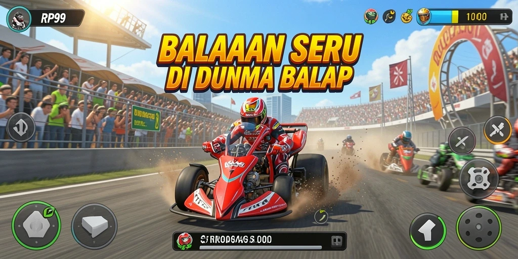 Tampilan gameplay RP99 yang mendebarkan saat balapan.