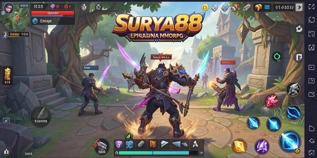 Screenshot dari gameplay <strong>SURYA88</strong> yang menampilkan aksi seru dalam dunia MMORPG.